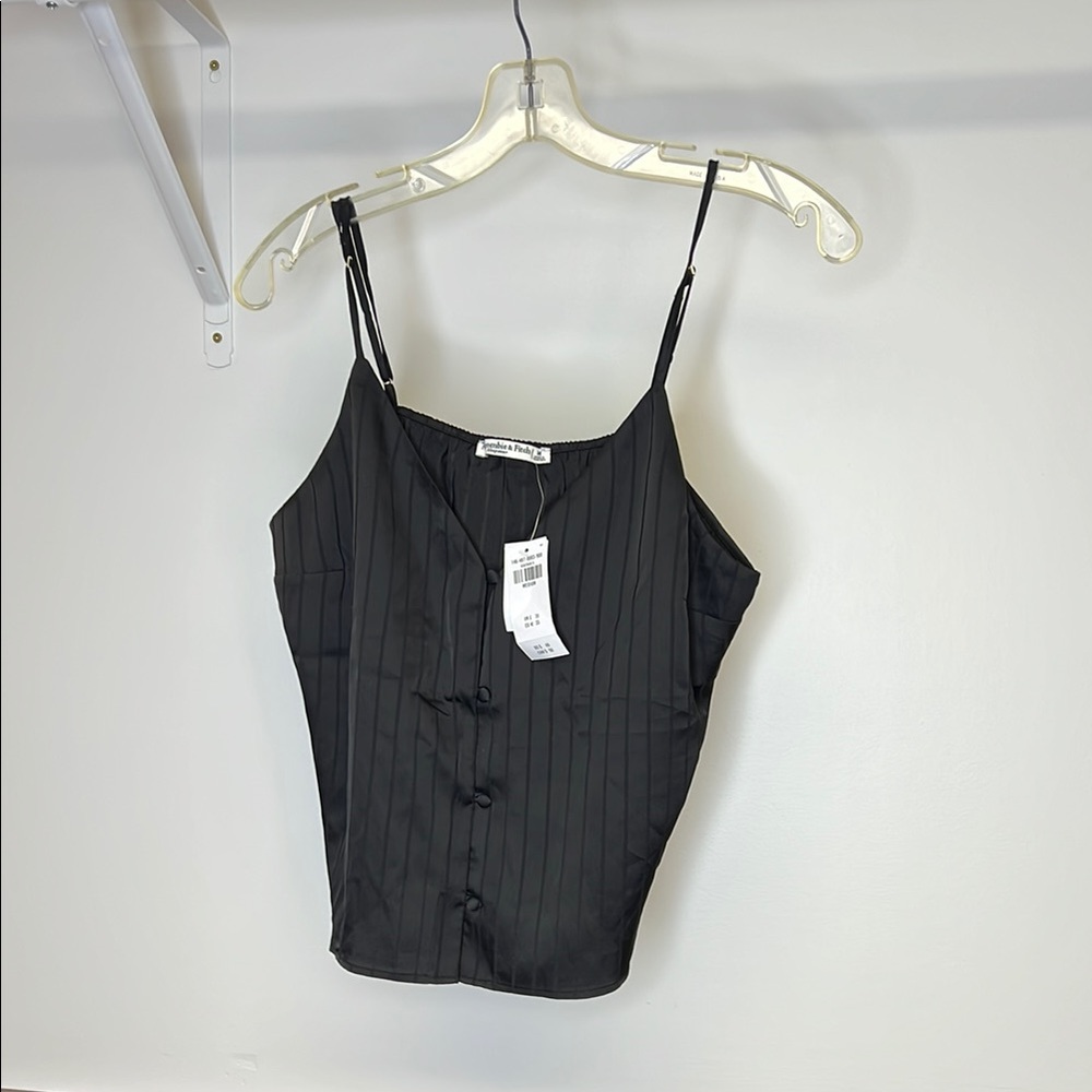 NWT Abercrombie & Fitch Sleepwear Black Satin Spaghetti Strap Top- M